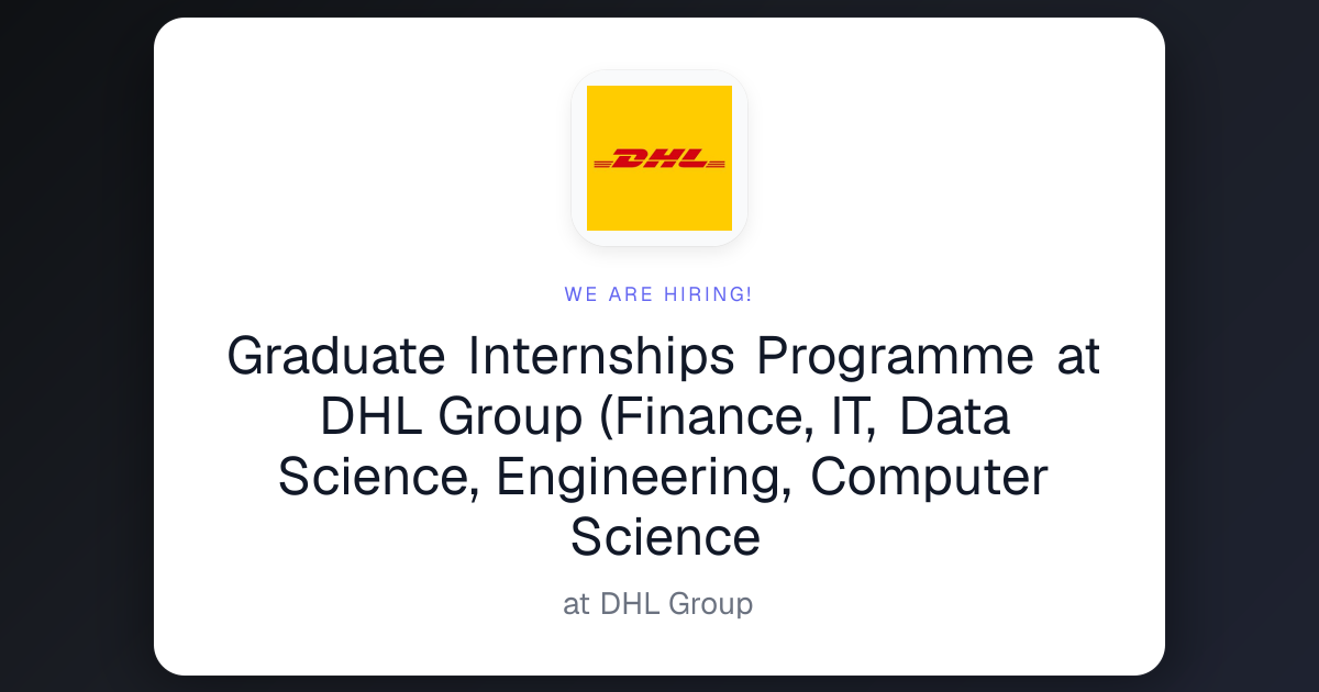 Graduate Internships Programme at DHL Gro... | YouthNextStep