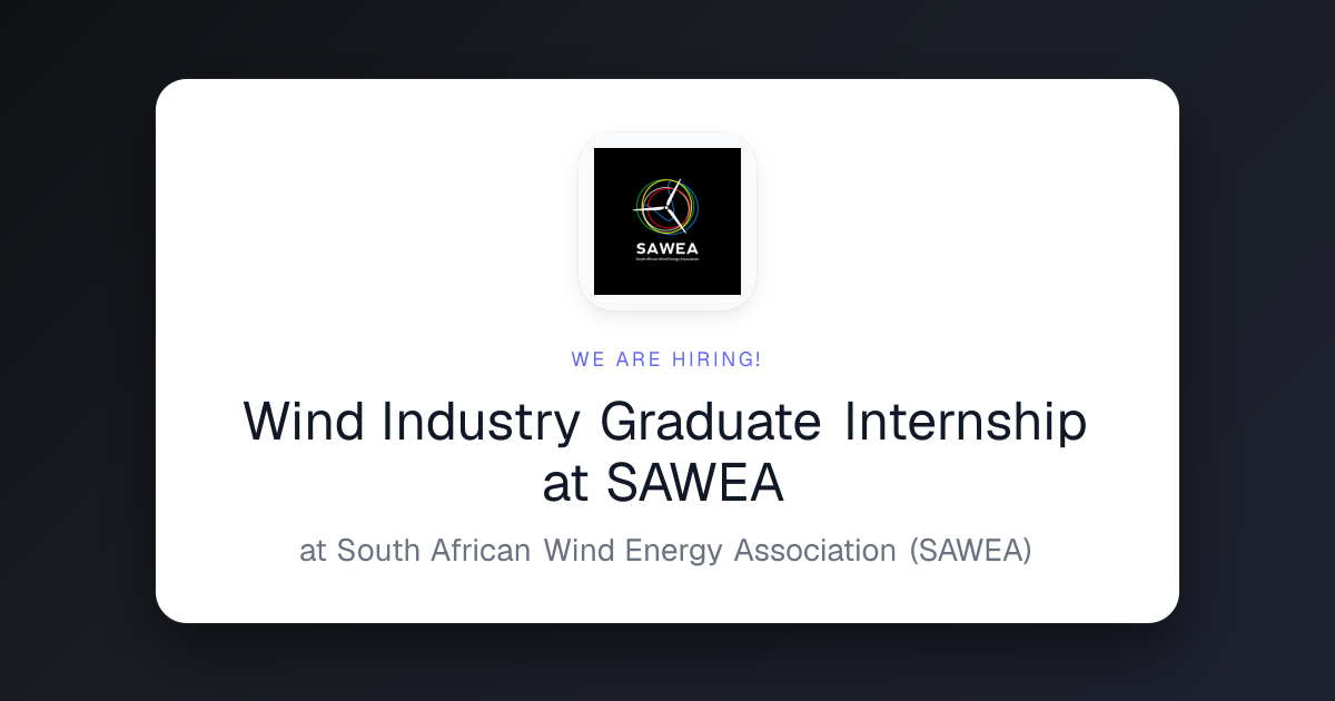 Wind Industry Graduate Internship at SAWE... | YouthNextStep